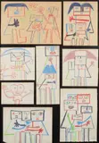 Suite de huit dessins by Pierre Caille, 1966, Pastel sur papier, sold Dec 2019