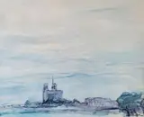 Notre-Dame vue de l'île Saint-Louis by André Barbier, Gouache signée en bas à droite, sold Jul 2020