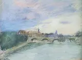 La Seine au crépuscule by André Barbier, Pastel signé en bas à gauche, sold Jul 2020