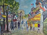 Champs Elysées by Roland Dubuc, Gouache signée en bas à gauche, sold Jul 2020