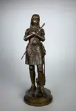 Jeanne d’Arc by Eutrope Bouret, Epreuve en bronze à patine brun nuancé, sold Jul 2020