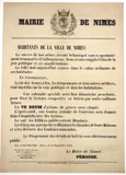 Appel au calme de Mr. Le Maire PEROUSE aux Habitants de NISMES suite aux manifestations de joie après la victoire de SÉBASTOPOL et programme des festivités (Te by Gard. Victoire Devant Sébastopol, Affiche (64 x, sold Mar 2026