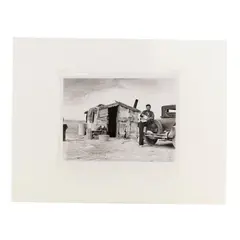 Migratory Mexican Worker's Home on the Edge of a Frozen Pea Field, Imperial Valley, California by Dorothea Lange, Black-and-white photograph, sold Jan 2026
