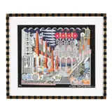 Changuitos en la Ciudad by Pedro Friedeberg, Print in colors in custom Pedro Friedeberg ebonized and gilt-decorated wood frame, sold Jan 2026