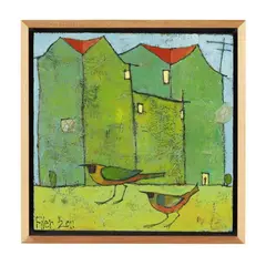 Birds at Home by Jane Filer, Acrylic on panel, sold Jan 2026