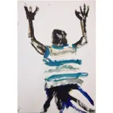 Douma les bras levés by Damien Cabanes, 2019, Huile sur papier, sold Apr 2020