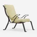 Battibius lounge chair by Luigi Caccia Dominioni, 1959, enameled steel, ultrasuede, sold Mar 2023
