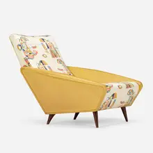Distex lounge chair, model 807 by Gio Ponti, 1953, original skai and chintz upholstery, beech, sold Mar 2023