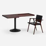 Stradera desk and Luisa armchair by Franco Albini, 1954, 1950, rosewood, enameled steel, leather, sold Mar 2023