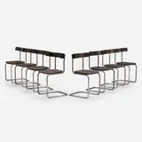 Dining chairs model 49C, set of eight by Giuseppe Pagano, c. 1935, chrome-plated steel, lacquered birch, sold Mar 2023