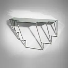 Golden Variation wall-mounted console by Jonathan Nesci, 2013, polished aluminum, glass mirror, sold Mar 2023