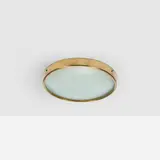 Ceiling lamp, early model 3002 F by Gino Sarfatti, 1953, brass, frosted glass, enameled aluminum, sold Mar 2023