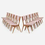 Dining chairs, set of twelve by Carlo de Carli, c. 1950, Italian walnut, Alpaca upholstery, sold Mar 2023