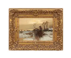 Winter Landscape" - early 20th century by John Francis Murphy, oil on canvas, sold Jul 2025
