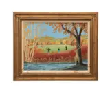 Untitled - Archery Practice in a Fall Landscape - second half 20th century by Gloria Stuart, oil on canvas, sold Jul 2025