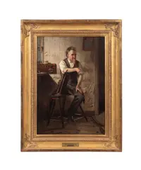 The Point of Argument" - 1882 by Thomas Waterman Wood, oil on canvas, sold Jul 2025