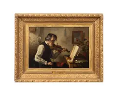 The Rehearsal" - early 20th century by Harry Roseland, 1986, oil on canvas, sold Jul 2025