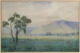 Untitled by John Mather, watercolor of landscape titled "Steel's Flat" on verso, sold Dec 2024