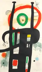 Untitled by Joan Miró, etching and aquatint in colors on Arches, sold Jan 2025
