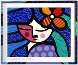 Untitled by Romero Britto, Serigraph of girl, sold Jan 2025