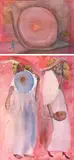 (2) Surrealist paintings by Ann Truxell, tempera on paper, sold Jun 2023