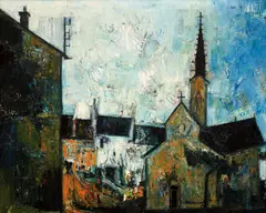 Temple Protestant, 1957 by S. H. Raza, oil on canvas, sold May 2024