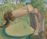 Untitled (Broken Tree in Landscape), 1931 by Lionel LeMoine FitzGerald, oil on canvas, sold May 2024