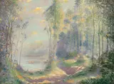 Pastoral Landscape, circa 1914-1917 by Lionel LeMoine FitzGerald, oil on canvas, sold Nov 2024