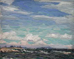 Giant's Tomb, Georgian Bay, Summer 1914 by Tom Thomson, oil on composite wood-pulp board, sold Nov 2024