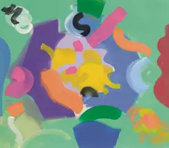 Huddle Colour, 1976 by Kenneth Lochhead, acrylic on canvas, sold Nov 2024