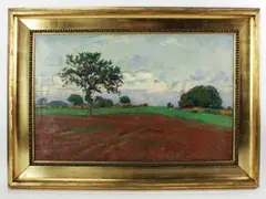 landscape with trees by August Torsleff, oil on canvas, sold Jan 2024