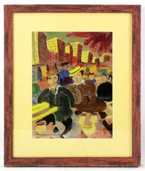 city street view by Marguerite Zorach, watercolor, sold Jan 2024