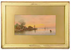 harbor view by William Frederick Paskell, watercolor, sold Jan 2024