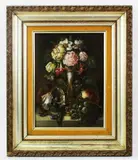 still life with flowers by Henry Bryan Hall, oil on board, sold Jan 2024