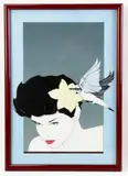 Lorraine by Patrick Nagel, gouache watercolor drawing, sold Jan 2024