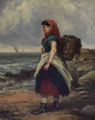 The Seaweed Gatherer by H. Creict, 1879, oil on board, sold Jul 2023