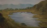 Untitled by Lou Dobson, 1974, oil on board, offered Jul 2023