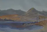 Coniston' depicting an autumnal Coniston Water and the Old Man of Coniston range beyond by G Molloy, watercolour, sold Jul 2023