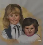 A portrait of two children by M. Zambr..., watercolor, offered Jul 2023