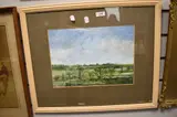 Pasture scene by M Johnson, watercolour, offered Jul 2023