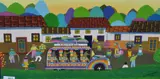 A distinctive and brightly coloured by S. Torregraza, oil on canvas, sold Jul 2023