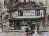 A contemporary interpretation of The Old Curiosity Shop in by Edwin Gaza, oil on canvas, offered Jul 2023