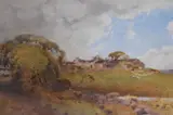 A pastoral landscape depicting a by Fred Tucker, watercolour, offered Jul 2023