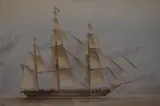 American Liner, entitled, initialled and dated 1849, within a washline card mount, modern moulded frame, under glass, 24.5cm x 27.5cm & 45cm x 46cm overall by Captain W.C Browne, 1849, watercolour, offered Jun 2023