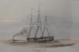 Emigrant Ship, entitled, initialled and dated 1849, within a washline card mount, modern moulded frame, under glass, 24.5cm x 27.5cm & 45cm x 46cm overall by Captain W.C Browne, 1849, watercolour, offered Jun 2023