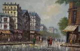Parisian street scene, unframed, 51cm x 76cm overall by T Casson, oil on canvas, offered Jun 2023