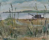 Barrier Beach' (Orkney) signed lower right, within a slender moulded frame 50cm x 63cm & 55cm x 68cm overall by Gary Gibson, oil on board, sold May 2023