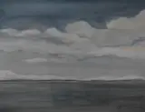 Winter coastal scene by E Mackie, watercolour, offered May 2023