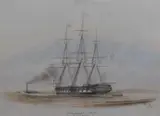Emigrant Ship, entitled, initialled and dated 1849, within a washline card mount, modern moulded frame, under glass, 24.5cm x 27.5cm & 45cm x 46cm overall by Captain W.C Browne, 1849, watercolour, offered May 2023