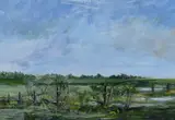 Pasture scene by M Johnson, watercolour, offered May 2023